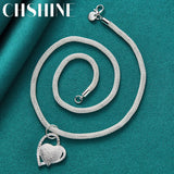 925 Silver Heart Pendant Necklace Snake Chain Women Wedding Jewelry