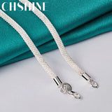 925 Silver Heart Pendant Necklace Snake Chain Women Wedding Jewelry