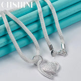 925 Silver Heart Pendant Necklace Snake Chain Women Wedding Jewelry