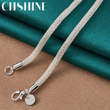 925 Silver Heart Pendant Necklace Snake Chain Women Wedding Jewelry