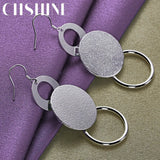 925 Sterling Silver Matte Round Earrings For Women