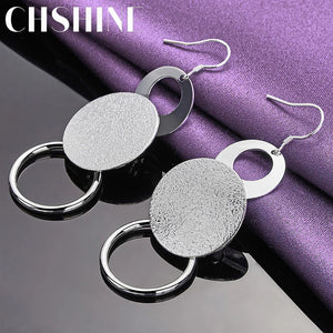 925 Sterling Silver Matte Round Earrings For Women