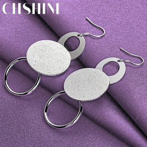 925 Sterling Silver Matte Round Earrings For Women