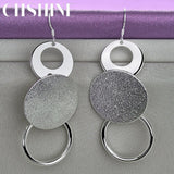 925 Sterling Silver Matte Round Earrings For Women