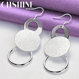 925 Sterling Silver Matte Round Earrings For Women