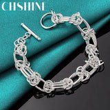 925 Silver Bracelet Ring Buckle Chain Charm Jewelry