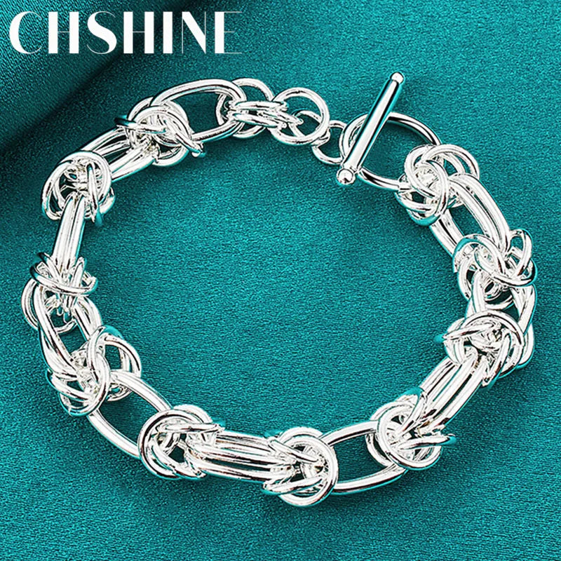 925 Silver Bracelet Ring Buckle Chain Charm Jewelry