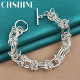 925 Silver Bracelet Ring Buckle Chain Charm Jewelry