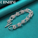 925 Silver Bracelet Ring Buckle Chain Charm Jewelry