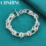 925 Silver Bracelet Ring Buckle Chain Charm Jewelry