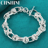 925 Silver Bracelet Ring Buckle Chain Charm Jewelry