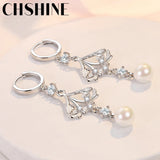 925 Silver Pearl Leaf Earrings for Women's Wedding Gift