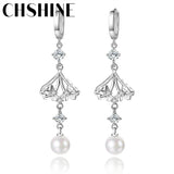 925 Silver Pearl Leaf Earrings for Women's Wedding Gift
