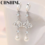 925 Silver Pearl Leaf Earrings for Women's Wedding Gift