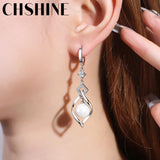 925 Silver Pearl Rotate Earrings Women's Wedding Gift