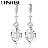 925 Silver Pearl Rotate Earrings Women's Wedding Gift
