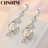 925 Silver Pearl Rotate Earrings Women's Wedding Gift