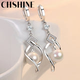 925 Silver Pearl Rotate Earrings Women's Wedding Gift