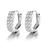 925 Silver Double Row Crystal Zircon Stud Earrings