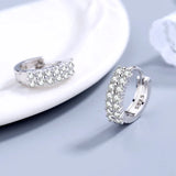 925 Silver Double Row Crystal Zircon Stud Earrings