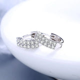 925 Silver Double Row Crystal Zircon Stud Earrings
