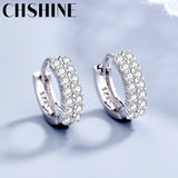 925 Silver Double Row Crystal Zircon Stud Earrings