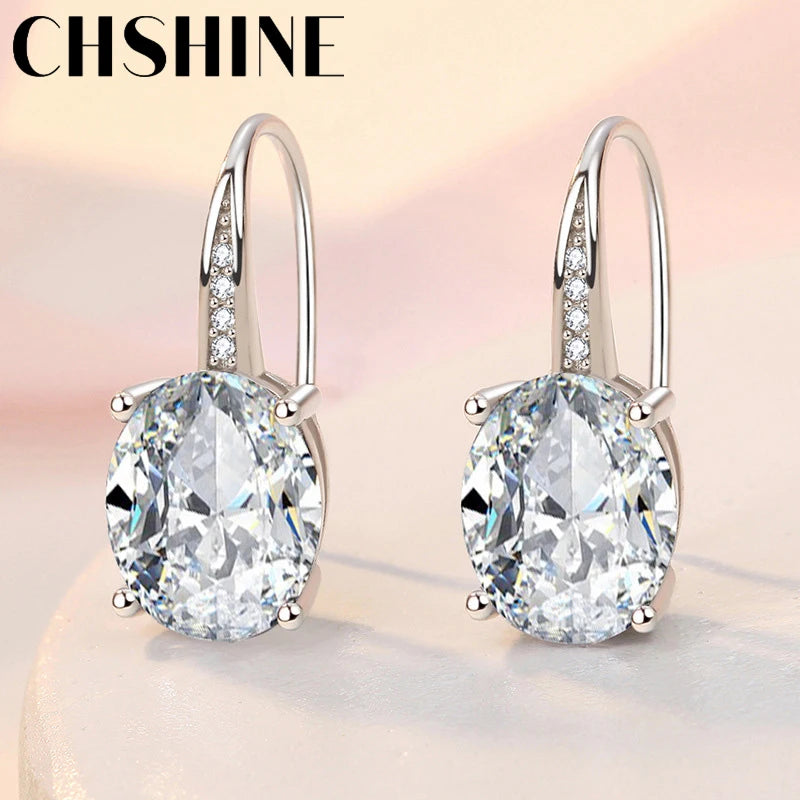 925 Silver AAAAA Zircon Earrings Women Wedding Engagement Party