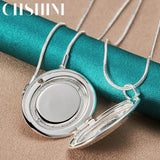 925 Silver Oval Photo Frame Pendant Necklace for Women