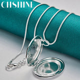 925 Silver Oval Photo Frame Pendant Necklace for Women