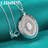 925 Silver Oval Photo Frame Pendant Necklace for Women