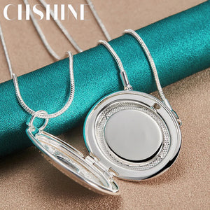 925 Silver Oval Photo Frame Pendant Necklace for Women
