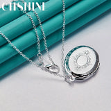 925 Silver Oval Photo Frame Pendant Necklace for Women