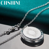 925 Silver Oval Photo Frame Pendant Necklace for Women