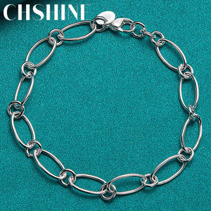 925 Silver Paper Clip Chain Bracelet Wedding Jewelry