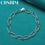 925 Silver Paper Clip Chain Bracelet Wedding Jewelry
