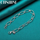 925 Silver Paper Clip Chain Bracelet Wedding Jewelry