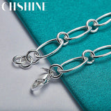 925 Silver Paper Clip Chain Bracelet Wedding Jewelry