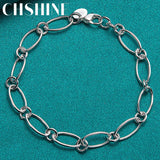 925 Silver Paper Clip Chain Bracelet Wedding Jewelry
