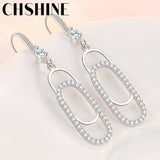 925 Silver Paper Clip Zircon Earrings Wedding Party Jewelry