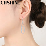 925 Silver Paper Clip Zircon Earrings Wedding Party Jewelry