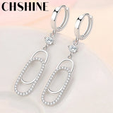 925 Silver Zircon Earrings Paper Clip Design Wedding Party Gift