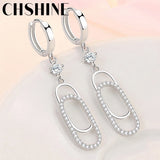 925 Silver Zircon Earrings Paper Clip Design Wedding Party Gift