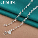 925 Silver Pea Round 18" Necklace Women Wedding Jewelry