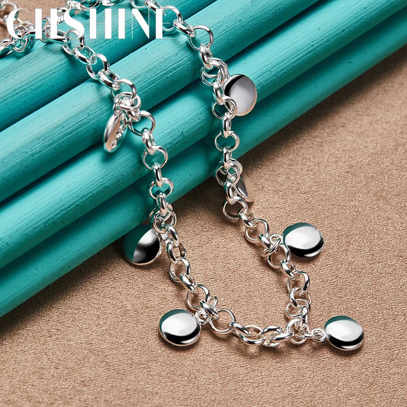 925 Silver Pea Round 18" Necklace Women Wedding Jewelry