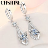 925 Silver Zircon Earrings Wedding Jewelry