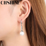 925 Silver Petal Pearl Earrings Women Wedding Party Jewelry