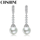 925 Silver Petal Pearl Earrings Women Wedding Party Jewelry