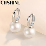 925 Silver Retro 12MM Pearl Earrings Women Wedding Party Jewelry