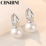 925 Silver Retro 12MM Pearl Earrings Women Wedding Party Jewelry