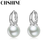 925 Silver Retro 12MM Pearl Earrings Women Wedding Party Jewelry